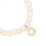14k Bone Bracelet with Open Heart Charm - 8mm