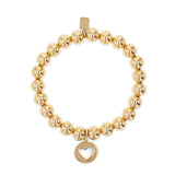 14k Yellow Gold Bead Bracelet with Open Heart Charm - 8mm