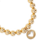 14k Yellow Gold Bead Bracelet with Open Heart Charm - 8mm