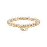 14k Yellow Gold Bead Bracelet with Open Heart Charm - 6mm