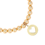 14k Yellow Gold Bead Bracelet with Open Heart Charm - 6mm