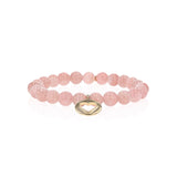 14k Rose Quartz Bracelet with Open Heart Charm - 8mm