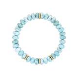 14k Larimar Beaded Bracelet with 3 Rondelles - 8mm