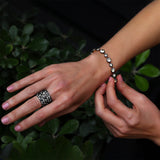 14k Heirloom White Topaz Bracelet with Black Rhodium Setting - 7"