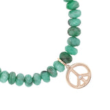 14k Emerald Bracelet with Peace Sign Charm - 7mm