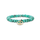14k Emerald Bracelet with Peace Sign Charm - 7mm