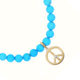 14k Sleeping Beauty Turquoise Bracelet with Peace Sign Charm - 6mm