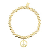 14k Bali Beaded Bracelet with Peace Sign Charm - 6mm