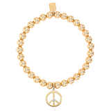 14k Bali Beaded Bracelet with Peace Sign Charm - 6mm
