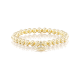 14k Bali Beaded Bracelet with Peace Sign Charm - 6mm