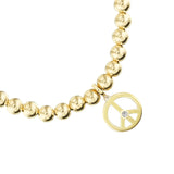 14k Bali Beaded Bracelet with Peace Sign Charm - 6mm