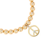 14k Bali Beaded Bracelet with Peace Sign Charm - 6mm