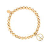 14k Peace Sign Charm on Bali Beaded Bracelet - 6mm