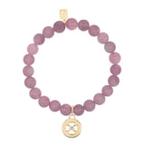 14k Rose Quartz Bracelet with Open Clover Charm - 8mm