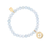 Bracelet en aigue-marine 14 carats avec breloque trèfle ouvert - 6 mm