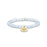 14k Open Clover Charm on Beaded Aquamarine Bracelet - 6mm