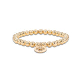 14k Bali Beaded Bracelet with Open Clover Charm - 6mm