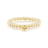 14k Bali Beaded Bracelet with Open Clover Charm - 6mm