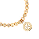 14k Bali Beaded Bracelet with Open Clover Charm - 6mm