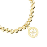 14k Bali Beaded Bracelet with Open Clover Charm - 6mm