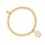 14k Open Clover Charm on Bali Beaded Bracelet with - 6mm