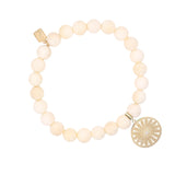 14k Daisy Charm on Beaded Bone Bracelet - 8mm