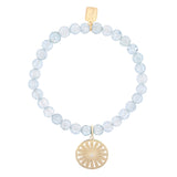 Bracelet en aigue-marine 14 carats avec breloque marguerite - 6 mm