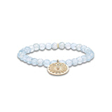 Bracelet en aigue-marine 14 carats avec breloque marguerite - 6 mm