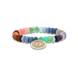 14k Rainbow Opal Mix Bracelet with Daisy Charm - 8mm