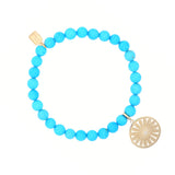 14k Daisy Charm on Sleeping Beauty Turquoise Bracelet - 6mm