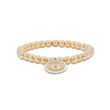 14k Bali Beaded Bracelet with Daisy Charm - 6mm
