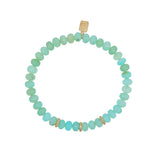 14k Peruvian Opal Beaded Bracelet with 3 Diamond Rondelles - 6mm