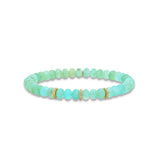 14k Peruvian Opal Beaded Bracelet with 3 Diamond Rondelles - 6mm