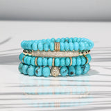 14k Sleeping Beauty Turquoise Bracelet with 5 Diamond Rondelles - One of a Kind