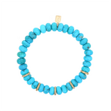 14k Sleeping Beauty Turquoise Bracelet with 5 Diamond Rondelles - One of a Kind