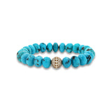 14k Sleeping Beauty Turquoise Bracelet with Diamond Bezel Bead - One of a Kind