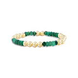 14k Emerald & Bali Beaded Bracelet - 6mm
