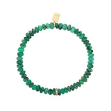 14k Emerald Beaded Bracelet with Diamond Rondelle - 6mm