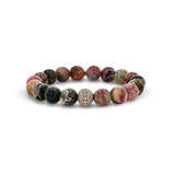 14k Multi Color Tourmaline Beaded Bracelet with Diamond Bezel Bead - 10mm