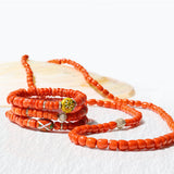 14k Antique Red Coral Necklace with Diamond Accent Bead - One of a Kind