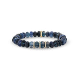14k Blue Mix Gemstone Beaded Bracelet with Diamond Rondelles - 8mm