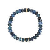 14k Blue Mix Gemstone Beaded Bracelet with Diamond Rondelles - 8mm