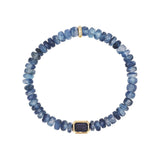 14k Kyanite Beaded Bracelet with Iolite Bead Connector - 6mm