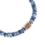 14k Kyanite Beaded Bracelet with Iolite Bead Connector - 6mm