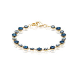 14k Heirloom London Blue Topaz & Aquamarine Bracelet with Black Enamel Settings