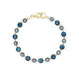 14k Heirloom London Blue Topaz & Aquamarine Bracelet with Black Enamel Settings