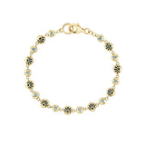 14k Heirloom London Blue Topaz & Aquamarine Bracelet with Black Enamel Settings