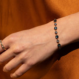 14k Heirloom London Blue Topaz & Aquamarine Bracelet with Black Enamel Settings