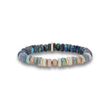 14k Australian Opal Beaded Bracelet with Diamond Donuts & Rondelles - 7mm
