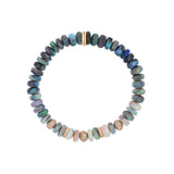 14k Australian Opal Beaded Bracelet with Diamond Donuts & Rondelles - 7mm